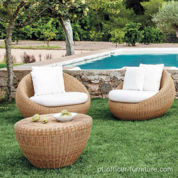 Lazer Courtyard Outdoor Garden Rattan Cadeira de sofá ao ar livre